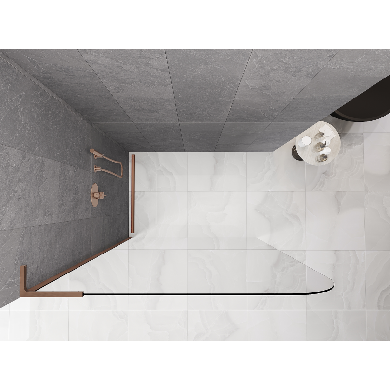 Mexen Kioto-P L Sprchová stěna Walk-in 90 x 200 cm, transparentní 8 mm, kartáčovaná měď - 800-090-103-65-00-P