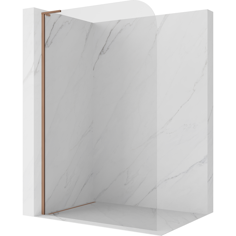 Mexen Kioto-P L sprchová stěna Walk-in 120 x 200 cm, průhledná 8 mm, kartáčovaná měď - 800-120-103-65-00-P