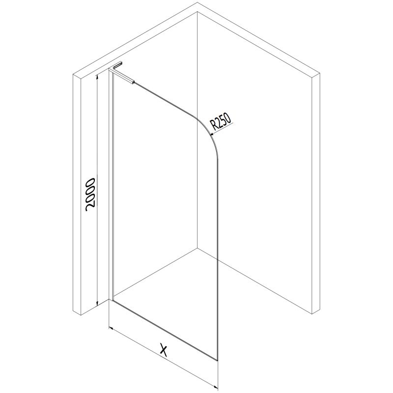 Mexen Kioto-P L Sprchová stěna Walk-in 120 x 200 cm, transparentní 8 mm, gun metal - 800-120-103-95-00-P