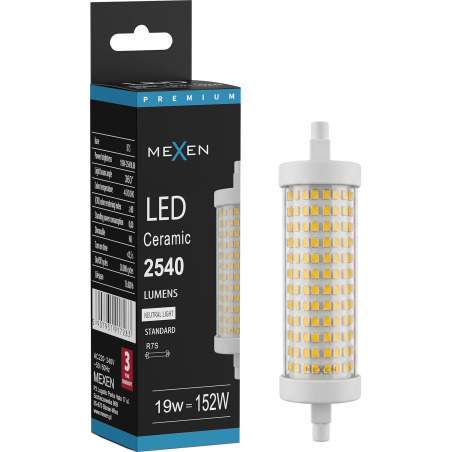 Mexen Vega LED žárovka R7S, 19W, Neutrální - 4000K, 2540 lm - L126-R7S-1940-02