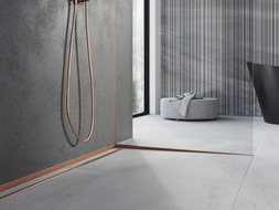 Mexen Line-B lišty spádové pro sklo 120 cm pravá, kartáčovaná měď - 186504120R