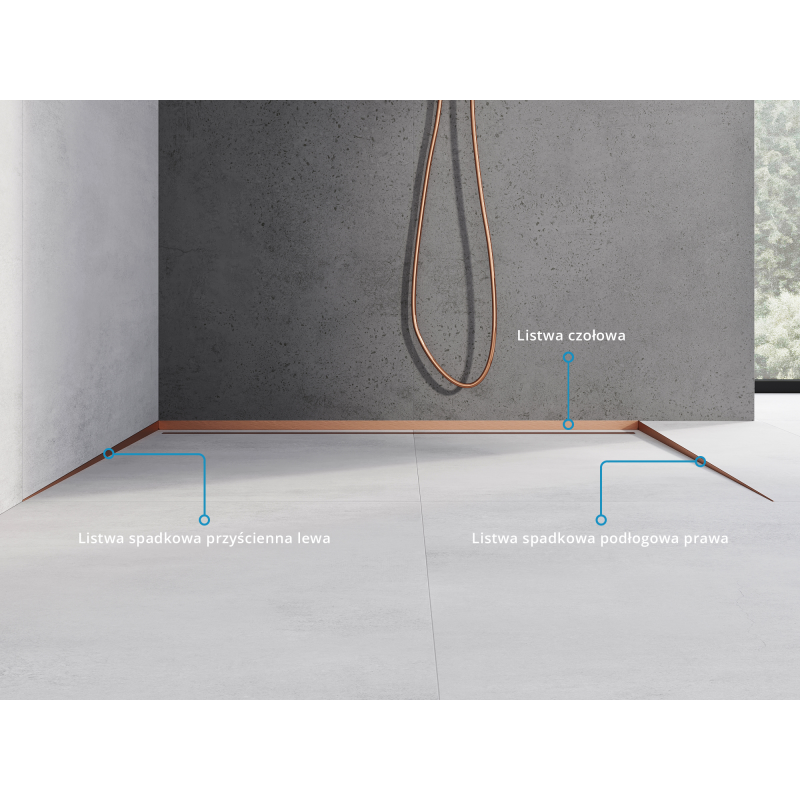 Mexen Line-B lišty spádové přisazené 120 cm levá, měď kartáčovaná - 186502120L