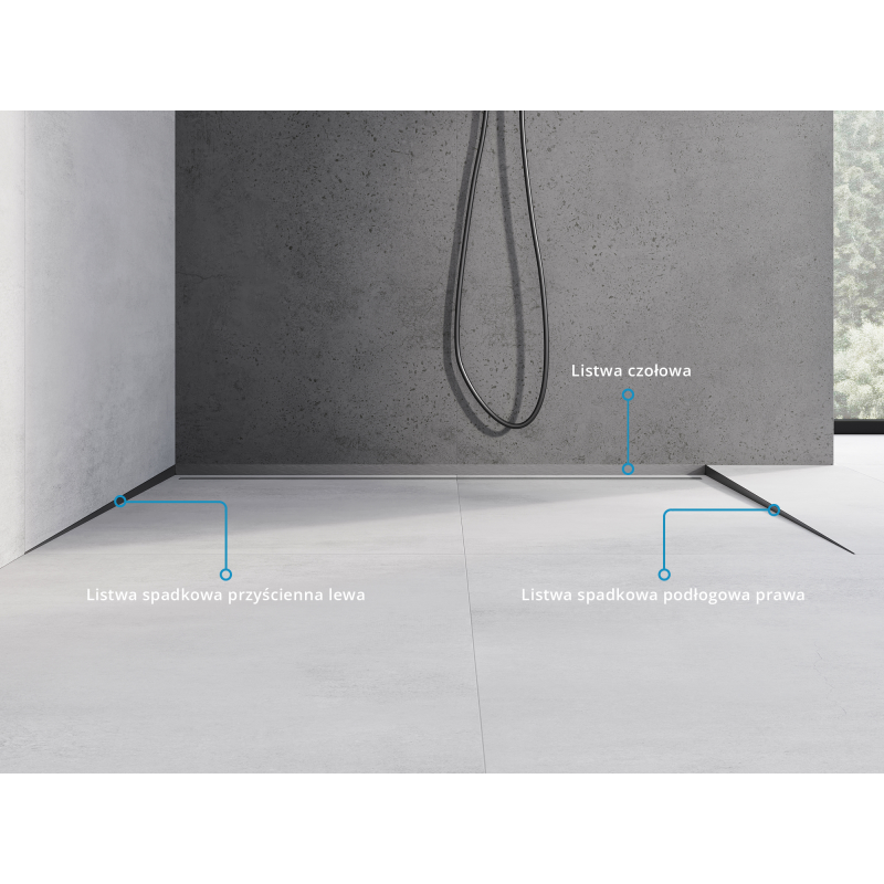 Mexen Line-B stěnová okapová lišta 120 cm levá, kartáčovaná gun gray - 186602120L