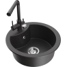 Mexen Diego granitový dřez 1-komorový s kuchyňskou baterií Duero, černý skvrnitý - 6512-76-671600-76