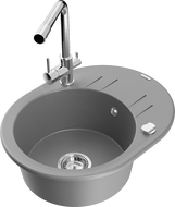 Mexen Kevin granitový dřez s odkapávačem a kuchyňskou baterií Duero, šedý - 6517-71-671600-00