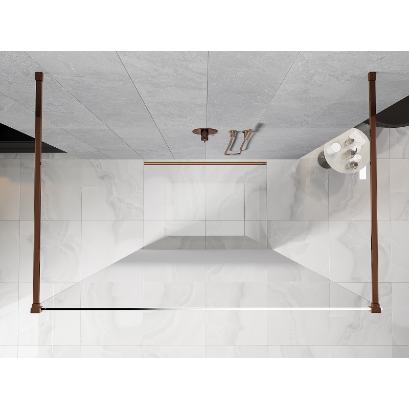 Mexen Kioto volně stojící sprchová stěna 100 x 200 cm, bílá ombre 8 mm, růžové zlato - 800-100-002-60-86