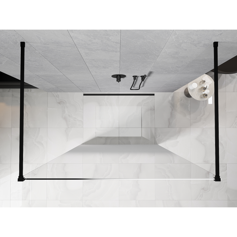 Mexen Kioto volně stojící sprchová stěna 110 x 200 cm, bílá ombre 8 mm, černá - 800-110-002-70-86