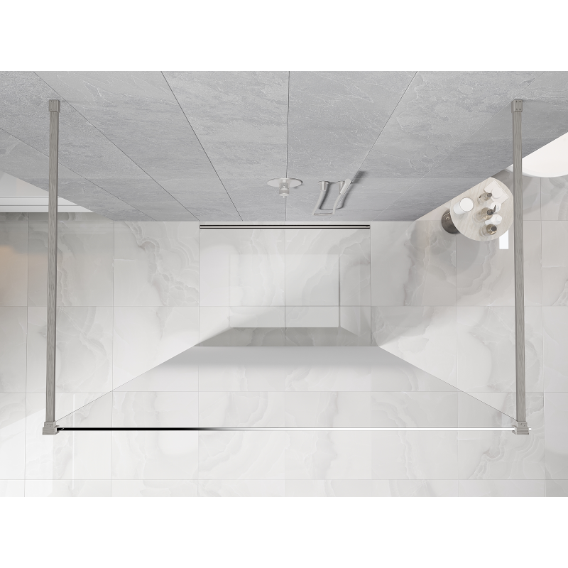 Mexen Kioto volně stojící sprchová stěna 130 x 200 cm, bílá ombre 8 mm, kartáčovaný nikl - 800-130-002-97-86