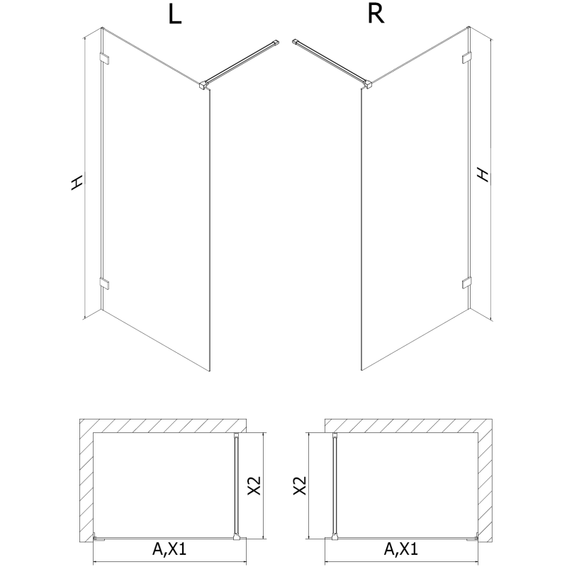 Mexen Lunar sprchová stěna Walk-in pravá 80 x 200 cm, transparentní 8 mm, bílá - 830-080-000-20-00-P