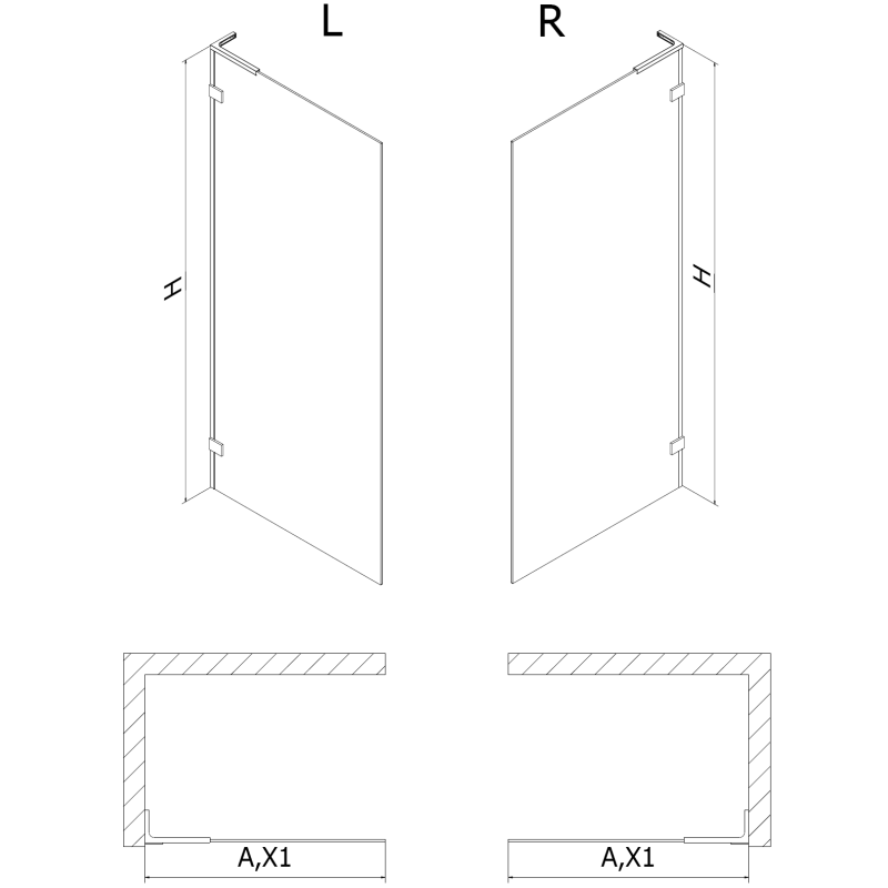 Mexen Lunar L sprchová stěna Walk-in pravá 100 x 200 cm, transparentní 8 mm, chrom - 830L-100-000-01-00-P
