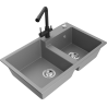 Mexen Tomas granitový dřez 2-komorový s kuchyňskou baterií Duero, šedý - 6516-71-671600-70