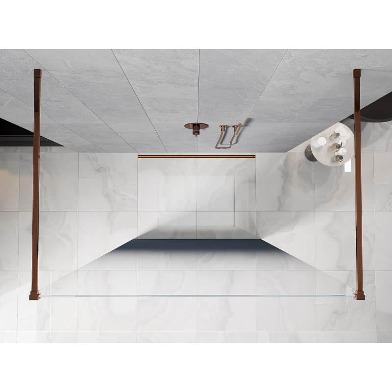 Mexen Kioto volně stojící sprchová stěna 100 x 200 cm, ombre modrá 8 mm, růžové zlato - 800-100-002-60-46