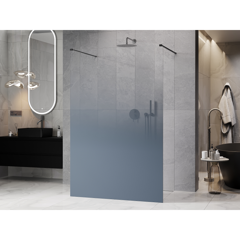 Mexen Kioto volně stojící sprchová stěna 140 x 200 cm, modré ombre 8 mm, gun gray kartáčovaný - 800-140-002-66-46
