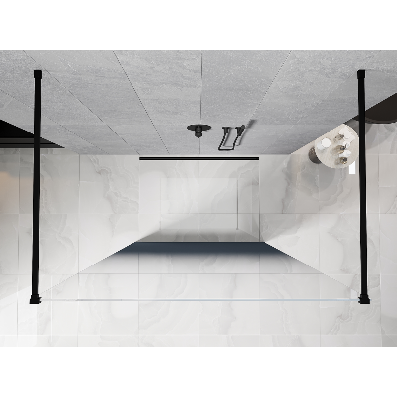 Mexen Kioto volně stojící sprchová zástěna 130 x 200 cm, modrá ombre 8 mm, černá - 800-130-002-70-46