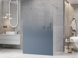 Mexen Kioto samostatně stojící sprchová stěna 100 x 200 cm, modré ombre 8 mm, kartáčovaný nikl - 800-100-002-97-46
