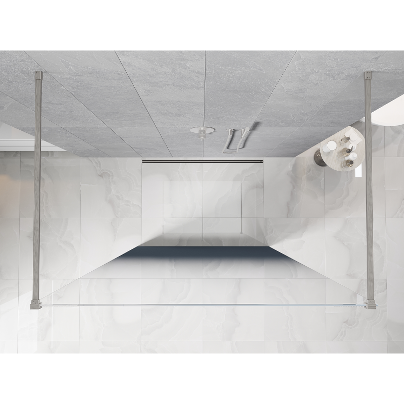 Mexen Kioto samostatně stojící sprchová stěna 100 x 200 cm, modré ombre 8 mm, kartáčovaný nikl - 800-100-002-97-46