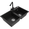 Mexen Tomas žulový dřez 2-komorový s kuchyňskou baterií Duero, černý - 6516-77-671600-70