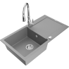 Mexen Leo granitový dřez 1-komorový s odkapávačem a kuchyňskou baterií Savita, šedý - 6501-71-672601-00