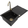 Mexen Cesar žulový dřez 1-komorový s odkapávačem a kuchyňskou baterií Telma, černý - 6514-77-670200-50