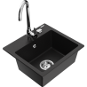 Mexen Milo granitový dřez 1-komorový s kuchyňskou baterií Telma, černý - 6505-77-670200-00