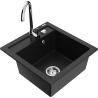 Mexen Vito granitový kuchyňský dřez s 1 komorou a Telma baterií, černý - 6503-77-670200-00