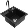 Mexen Vito granitový dřez 1-komorový s kuchyňskou baterií Telma, černý - 6503-77-670200-70