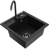 Mexen Vito granitový dřez 1-komorový s kuchyňskou baterií Telma, černý - 6503-77-670200-70-B