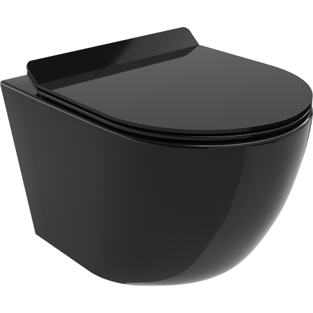 Mexen Lena WC mísa Rimless s pomalu klesající deskou slim, duroplast, černý lesk - 30224070