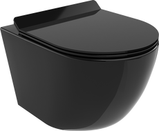 Mexen Lena WC mísa Rimless s pomalu klesající deskou slim, duroplast, černý lesk - 30224070