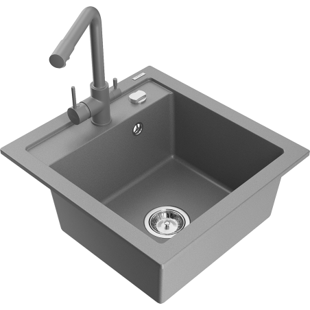 Mexen Vito granitový dřez s jednou komorou a kuchyňskou baterií Duero, šedý - 6503-71-671600-71