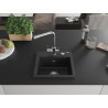 Mexen Milo granitový dřez s 1 komorou a kuchyňskou baterií Duero, černý/stříbrný metalický - 6505-73-671600-00