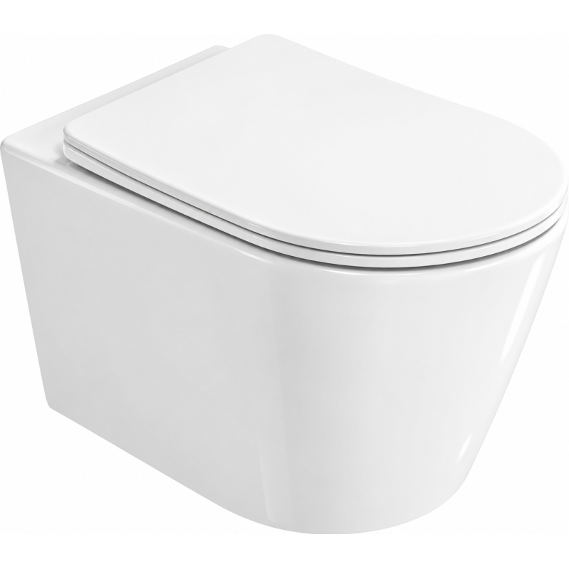 Mexen Rico 2.0 WC Miska Rimless Tornado se zpomalujícím zavíráním, duroplast, lesklá bílá - 3072L4000T