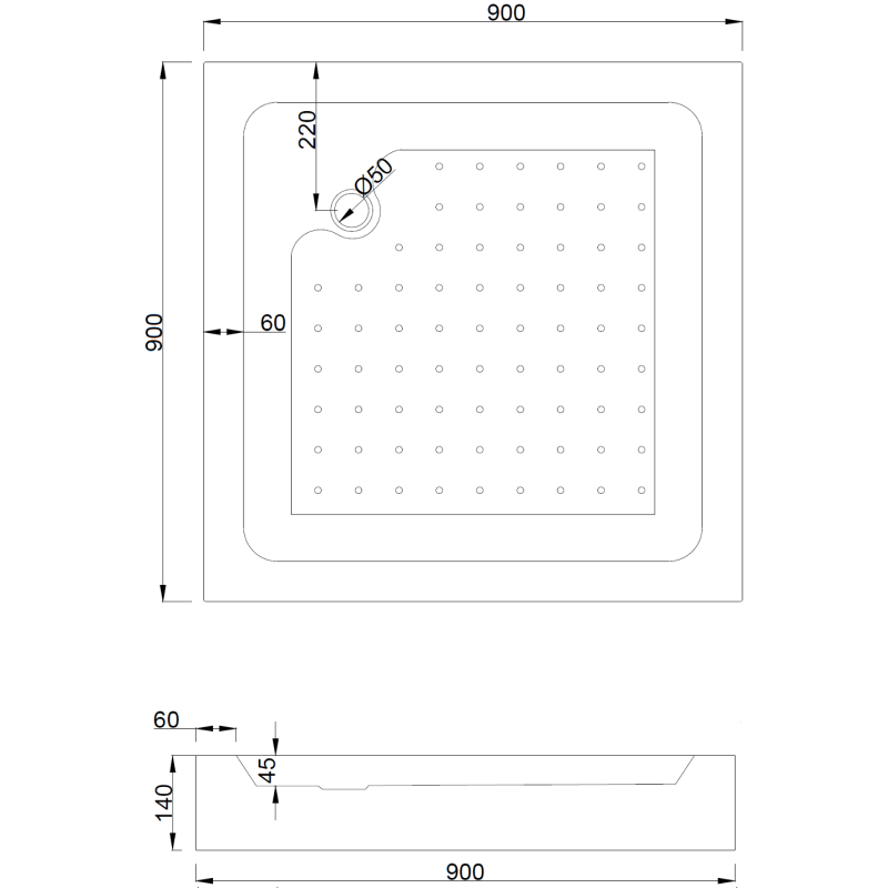 Mexen Rio Čtvercová sprchová kabina 90 x 90 cm, matná, chrom + vanička, bílá - 860-090-090-01-30-4510