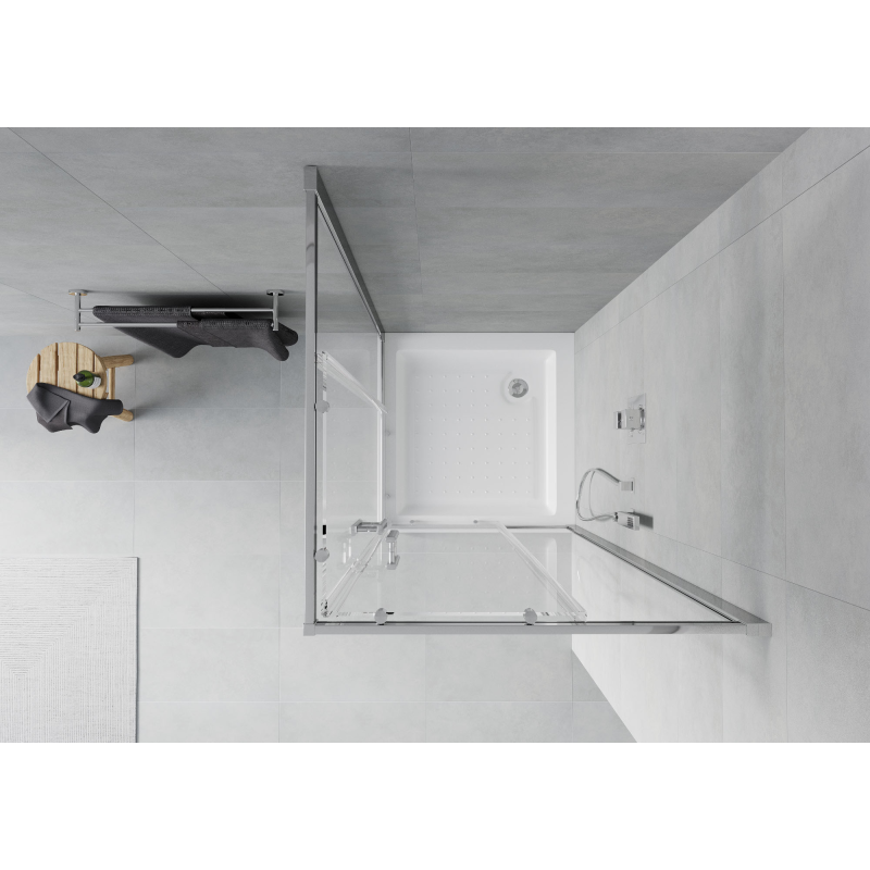 Mexen Rio čtvercová sprchová kabina 90 x 90 cm, transparentní, chrom + vanička, bílá - 860-090-090-01-00-4510