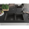 Mexen Tomas granitový dřez 2-komorový 800 x 500 mm, černý/zlatý metalik, černý sifon - 6516802000-75-B