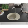 Mexen Kevin granitový dřez jednokomorový s odkapávačem 586 x 458 mm, béžový, sifon chrom - 6517581005-69