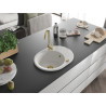 Mexen Kevin jednodřezový granitový dřez s odkapávačem 586 x 458 mm, bílý, zlatý sifon - 6517581005-20-G