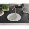Mexen Kevin jednodřezový granitový dřez s odkapávačem 586 x 458 mm, bílý, zlatý sifon - 6517581005-20-G