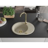 Mexen Kevin granitový jednodřez s odkapávačem 586 x 458 mm, béžový, sifon zlatý - 6517581005-69-G