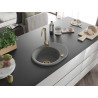 Mexen Kevin granitový dřez s jednou komorou a odkapávačem 586 x 458 mm, šedý, sifon zlatý - 6517581005-71-G