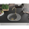Mexen Kevin granitový dřez s jednou komorou a odkapávačem 586 x 458 mm, šedý, sifon zlatý - 6517581005-71-G