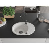 Mexen Kevin granitový dřez s 1 komorou a odkapávačem 586 x 458 mm, bílý, černý sifon - 6517581005-20-B