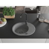 Mexen Kevin granitový jednodřez s odkapávačem 586 x 458 mm, šedý, černý sifon - 6517581005-71-B