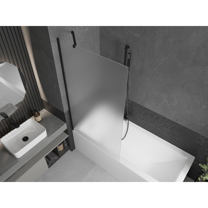 Mexen Next Jednodílná vanová zástěna 90 x 150 cm, mrazivá, černá - 895-090-000-00-30-70