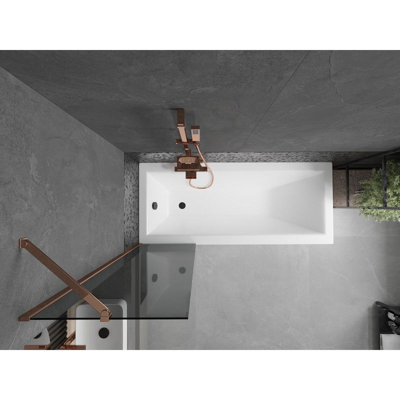 Mexen Next vanová zástěna 1dílná 50 x 150 cm, grafitová, růžové zlato - 895-050-000-00-40-60