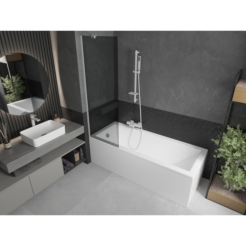 Mexen Next vanová zástěna 1-křídlová 60 x 150 cm, grafit, bílý - 895-060-000-00-40-20