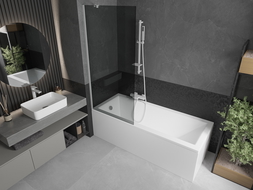 Mexen Next vanová zástěna 1-dílná 80 x 150 cm, grafit, bílá - 895-080-000-00-40-20