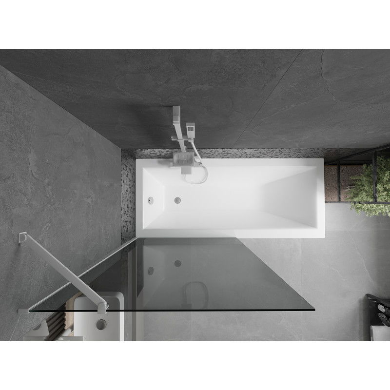 Mexen Next vanová zástěna 1-křídlová 90 x 150 cm, grafit, bílá - 895-090-000-00-40-20